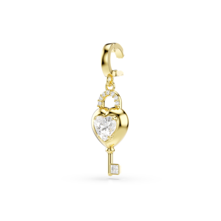 Resim Idyllia Charm, Karışık kesimler, Anahtarlı kalp, Beyaz, Altın rengi kaplama