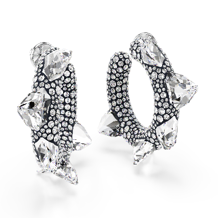 Resim Sublima halka küpeler, Çivi, Beyaz, Rodyum kaplama