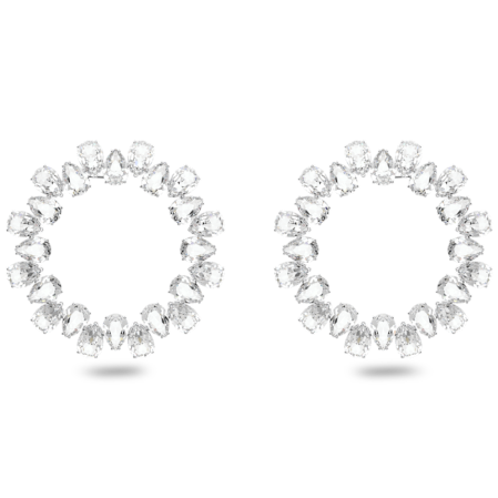 Resim Millenia halka küpeler, Armut kesim, Büyük, Beyaz, Rodyum kaplama