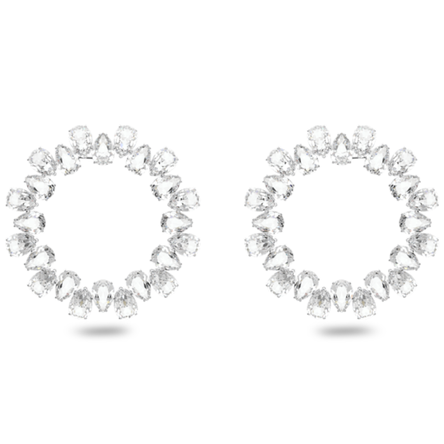 Resim Millenia halka küpeler, Armut kesim, Büyük, Beyaz, Rodyum kaplama