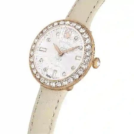 Resim Matrix tennis 7-link Saat, İsviçre Üretimi, Deri kayış, Gri, Pembe altın rengi yüzey