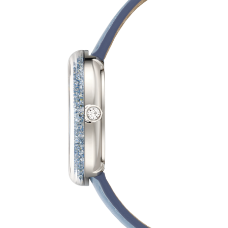 Resim Crystalline Lustre Saat, İsviçre Üretimi, Deri kayış, Mavi, Paslanmaz çelik