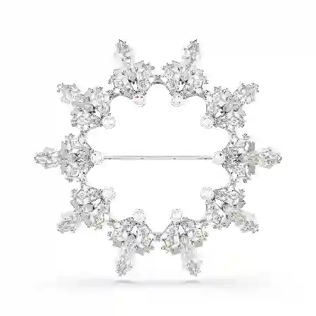 Resim Idyllia Broş, Karışık kesimler, Kar tanesi, Beyaz, Rodyum kaplama