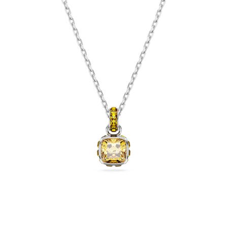 Resim Birthstone Kolye, Kare kesim, Kasım, Sarı, Rodyum kaplama