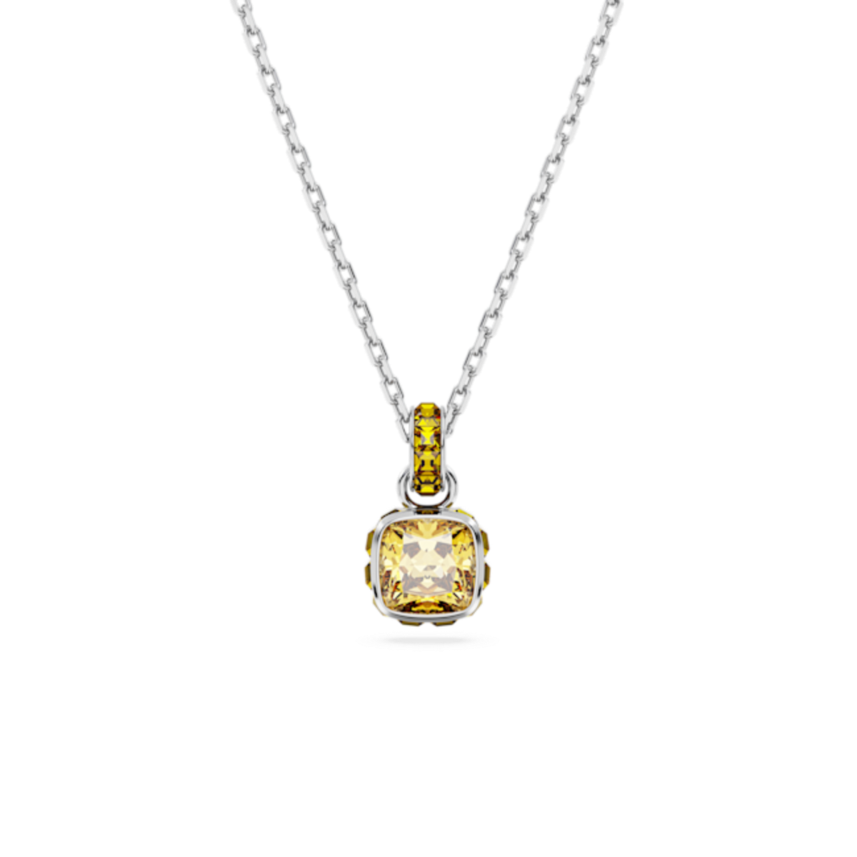 Resim Birthstone Kolye, Kare kesim, Kasım, Sarı, Rodyum kaplama