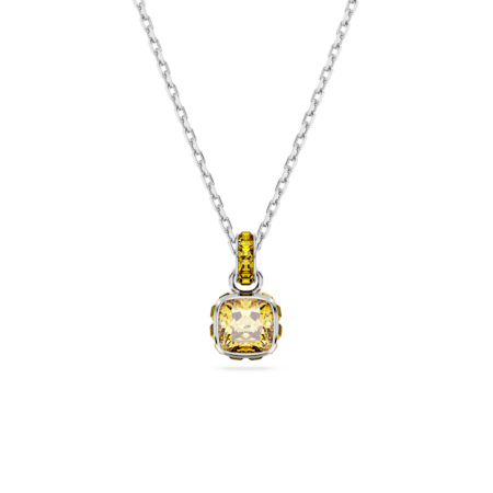 Resim Birthstone Kolye, Kare kesim, Kasım, Sarı, Rodyum kaplama