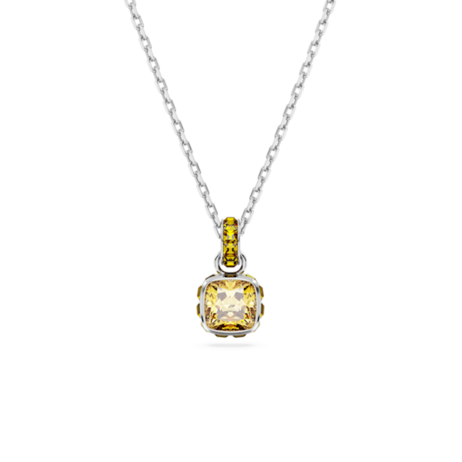 Resim Birthstone Kolye, Kare kesim, Kasım, Sarı, Rodyum kaplama