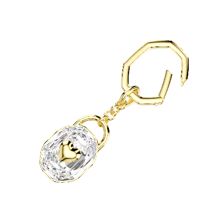 Resim Anahtarlık, Oval kesim, Beyaz, Altın rengi kaplama