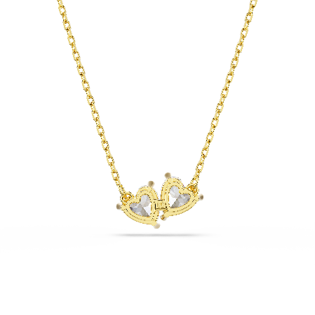 Resim Mesmera Attract Kolye, Kalp, Beyaz, Altın rengi kaplama