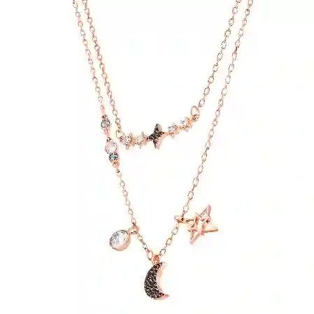 Resim Symbolica Kolye, Set (2), Ay ve yıldız, Siyah, Pembe altın rengi kaplama