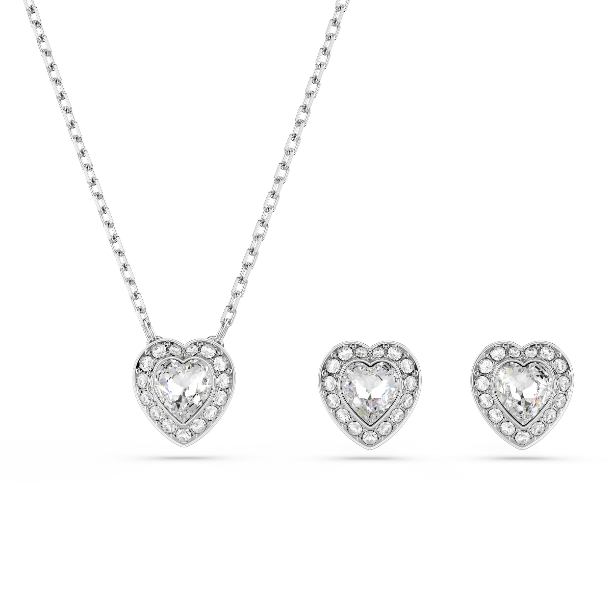 Resim Ariana Grande x Swarovski Set, Karışık kesimler, Kalp, Beyaz, Rodyum kaplama