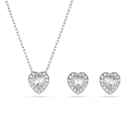 Resim Ariana Grande x Swarovski Set, Karışık kesimler, Kalp, Beyaz, Rodyum kaplama