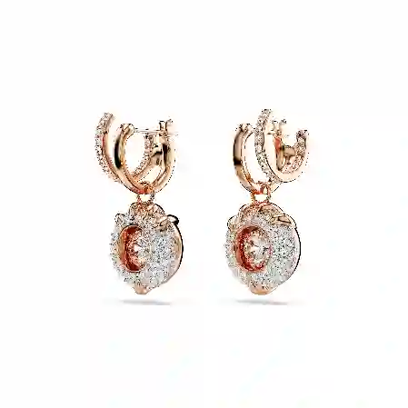 Resim Dragon & Phoenix damla küpeler, Ejderha pençesi, Beyaz, Pembe altın rengi kaplama