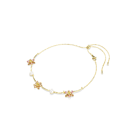 Resim Idyllia Kolye, Kristal inci, Karışık kesimler, Çiçek, Çok renkli, Altın rengi kaplama