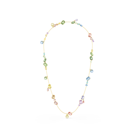 Resim Gema Dizi Kolye, Karışık kesimler, Çok renkli, Altın rengi kaplama