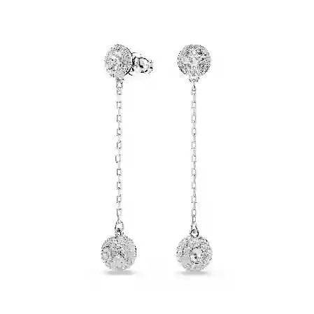 Resim Una Angelic damla küpeler, Yuvarlak kesim, Beyaz, Rodyum kaplama