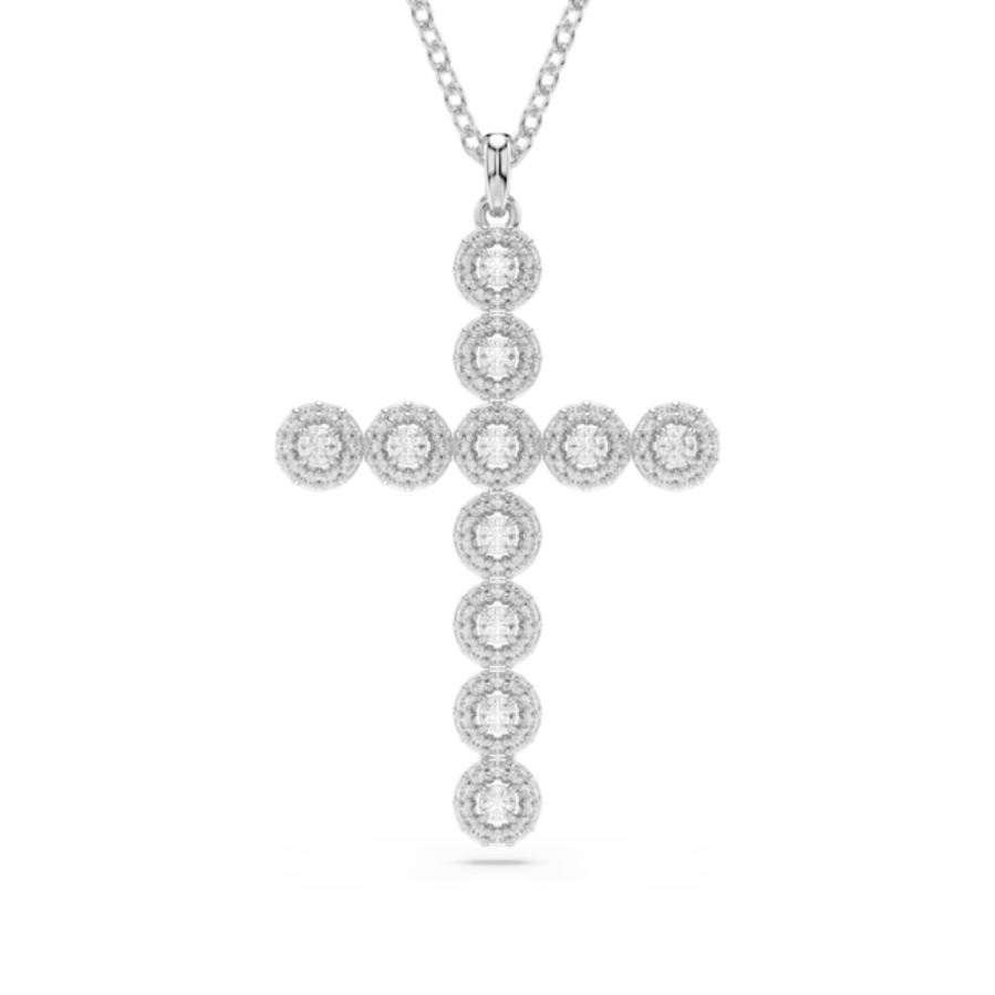 Resim Insigne Kolye, Karışık kesimler, Haç, Beyaz, Rodyum kaplama