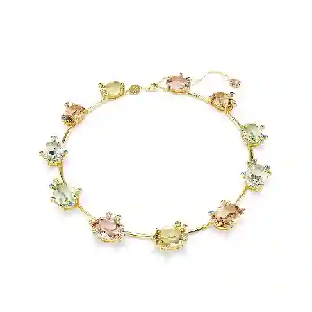 Resim Gema Kolye, Karışık kesimler, Çok renkli, Altın rengi kaplama