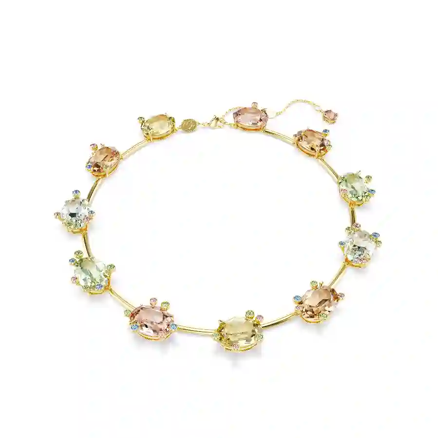 Resim Gema Kolye, Karışık kesimler, Çok renkli, Altın rengi kaplama