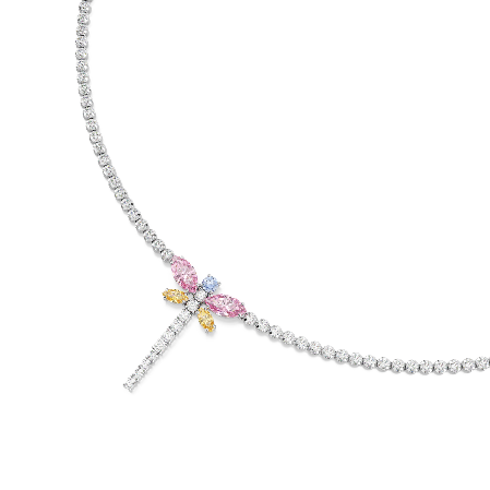 Resim Ariana Grande x Swarovski Tennis Y kolye, Karışık kesimler, Yusufçuk, Çok renkli, Rodyum kaplama