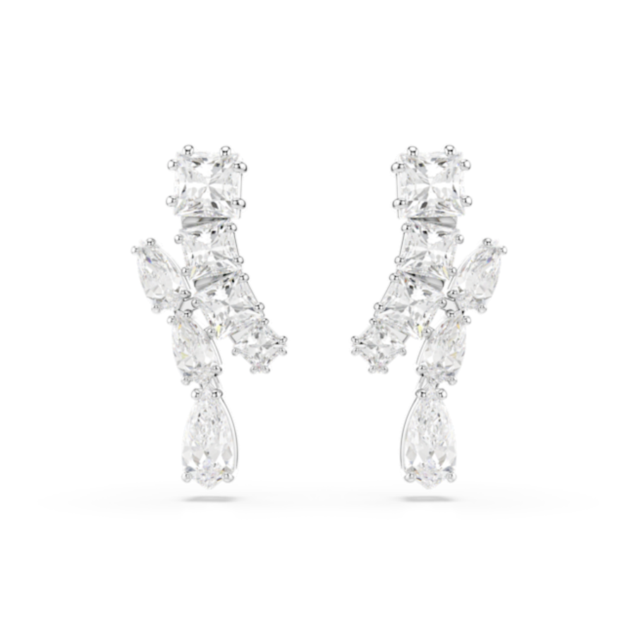 Resim Matrix damla küpeler, Karışık kesimler, Beyaz, Rodyum kaplama