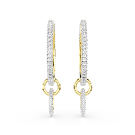 Resim Dextera halka küpeler, Yuvarlak kesim, Beyaz, Altın rengi kaplama