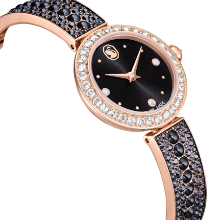 Resim Matrix pearl bangle Saat, İsviçre Üretimi, Kristal bileklik, Siyah, Pembe altın rengi yüzey