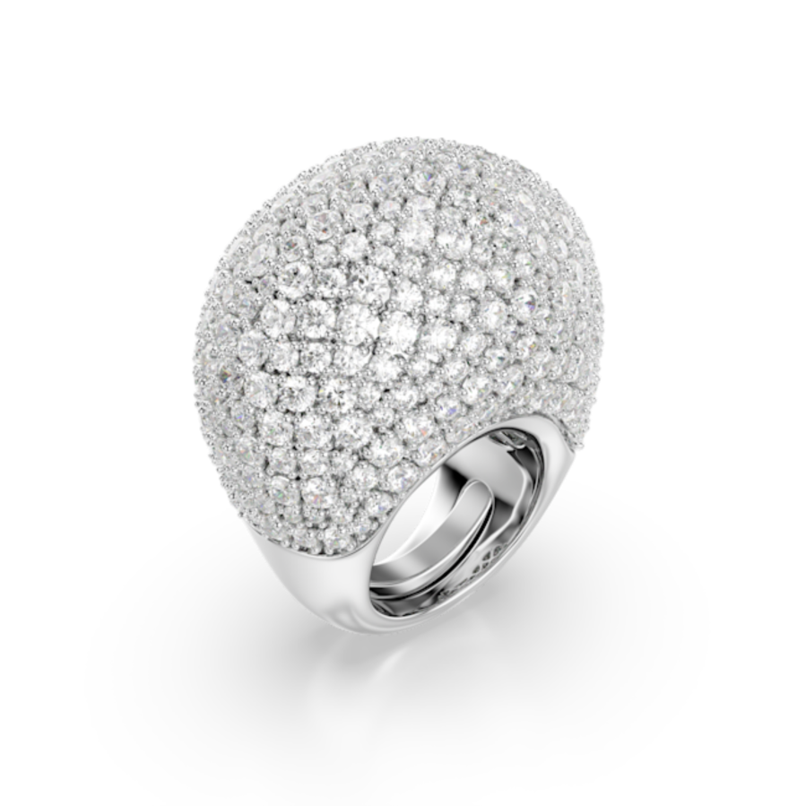 Resim Sublima Kokteyl Yüzüğü, Büyük, Beyaz, Rodyum kaplama