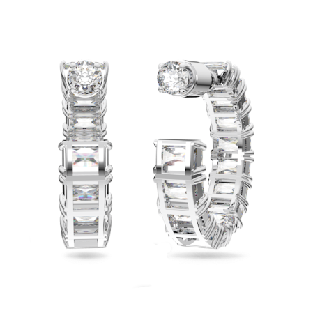 Resim Millenia halka küpeler, Sekizgen kesim, Beyaz, Rodyum kaplama