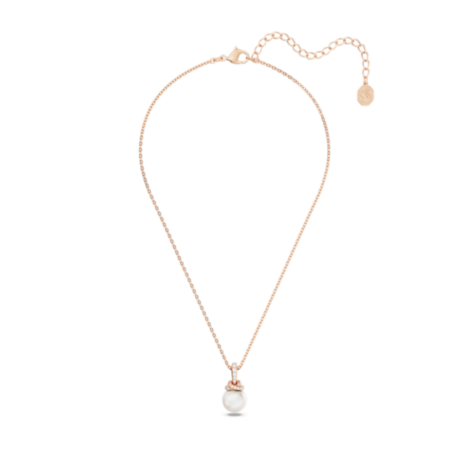 Resim Originally Kolye, Kristal inci, Beyaz, Pembe altın rengi kaplama