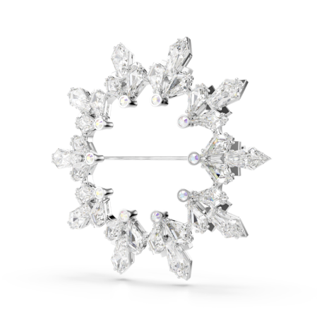 Resim Idyllia Broş, Karışık kesimler, Kar tanesi, Beyaz, Rodyum kaplama