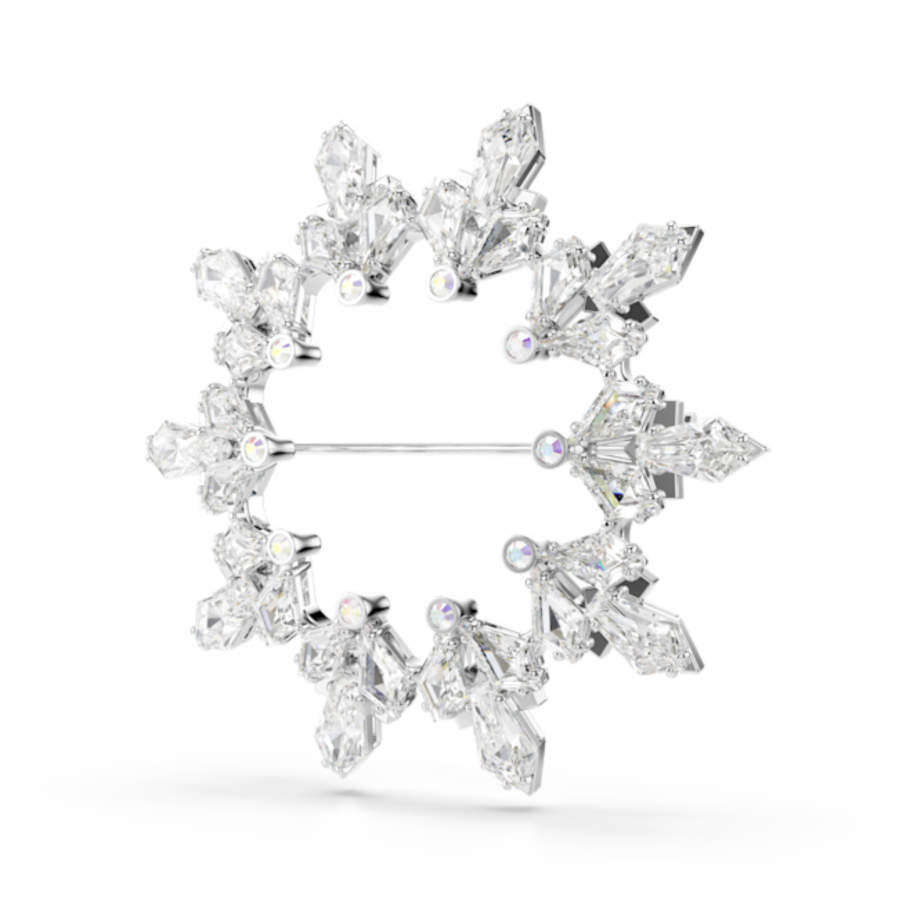 Resim Idyllia Broş, Karışık kesimler, Kar tanesi, Beyaz, Rodyum kaplama