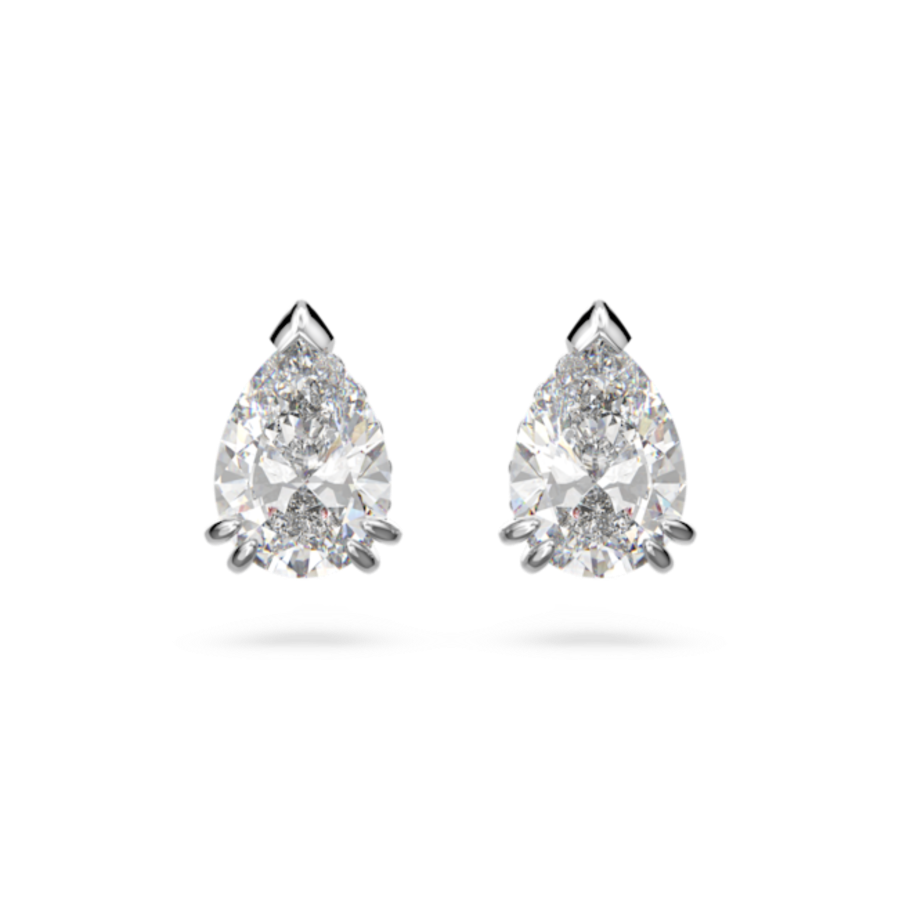 Resim Millenia düğme Küpeler, Armut kesim, Beyaz, Rodyum kaplama