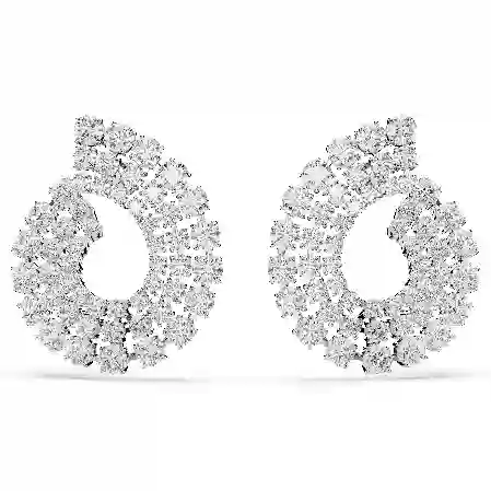 Resim Matrix halka küpeler, Karışık yuvarlak kesimler, Beyaz, Rodyum kaplama