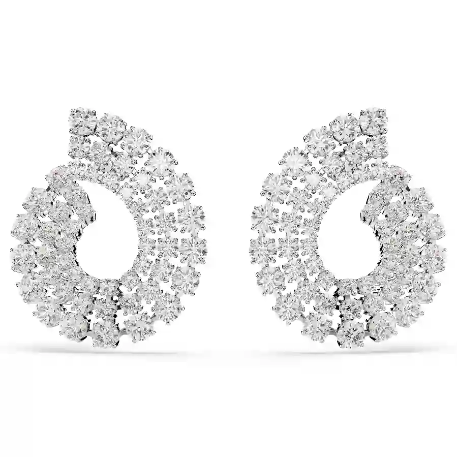 Resim Matrix halka küpeler, Karışık yuvarlak kesimler, Beyaz, Rodyum kaplama