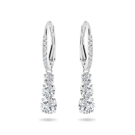 Resim Attract Trilogy halka küpeler, Yuvarlak kesim, Beyaz, Rodyum kaplama