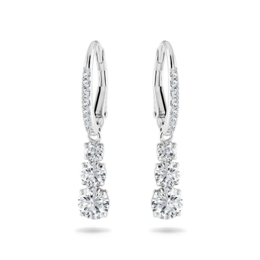 Resim Attract Trilogy halka küpeler, Yuvarlak kesim, Beyaz, Rodyum kaplama