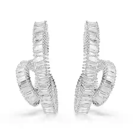 Resim Matrix halka küpeler, Baget kesim, Kurdele, Beyaz, Rodyum kaplama