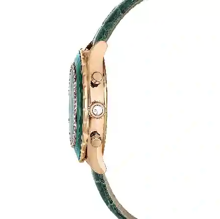 Resim Octea Chrono Saat, İsviçre Üretimi, Deri kayış, Yeşil, Pembe altın rengi yüzey