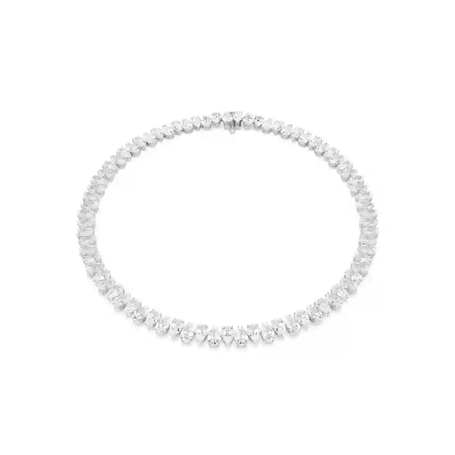 Resim Matrix Tennis kolye, Armut kesim, Beyaz, Rodyum kaplama