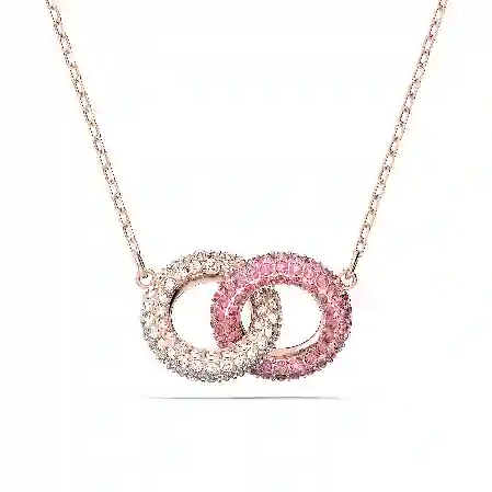 Resim Dextera Kolye, İç içe geçmiş daireler, Pembe, Pembe altın rengi kaplama