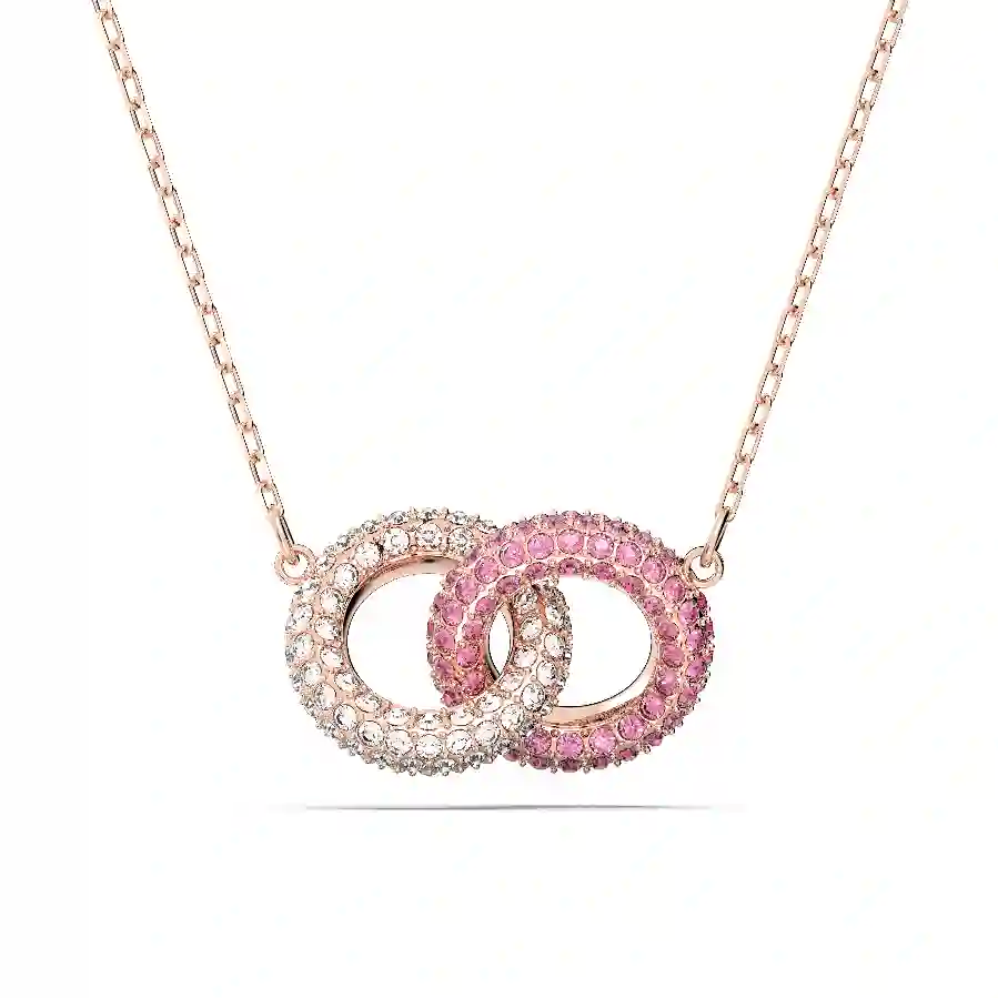 Resim Dextera Kolye, İç içe geçmiş daireler, Pembe, Pembe altın rengi kaplama