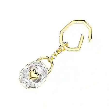 Resim Anahtarlık, Oval kesim, Beyaz, Altın rengi kaplama