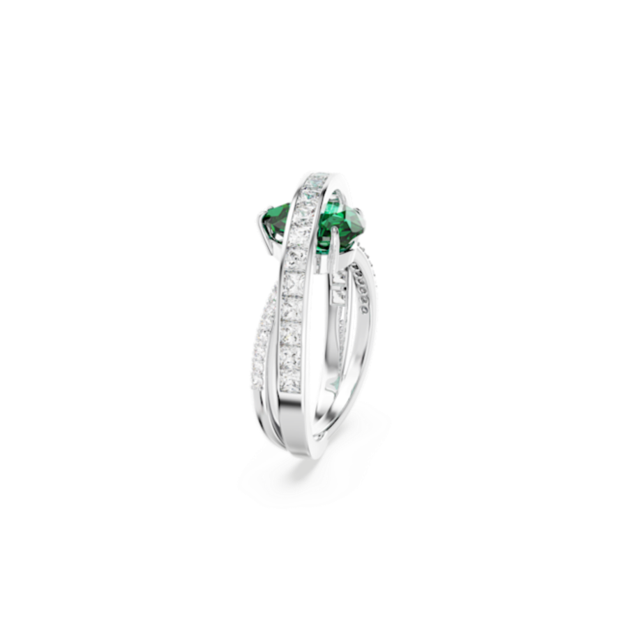 Resim Hyperbola Kokteyl Yüzüğü, Karışık kesimler, Çift şerit, Yeşil, Rodyum kaplama