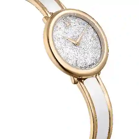 Resim Crystalline Bangle Saat, İsviçre Üretimi, Metal bileklik, Yeşil, Pembe altın rengi yüzey