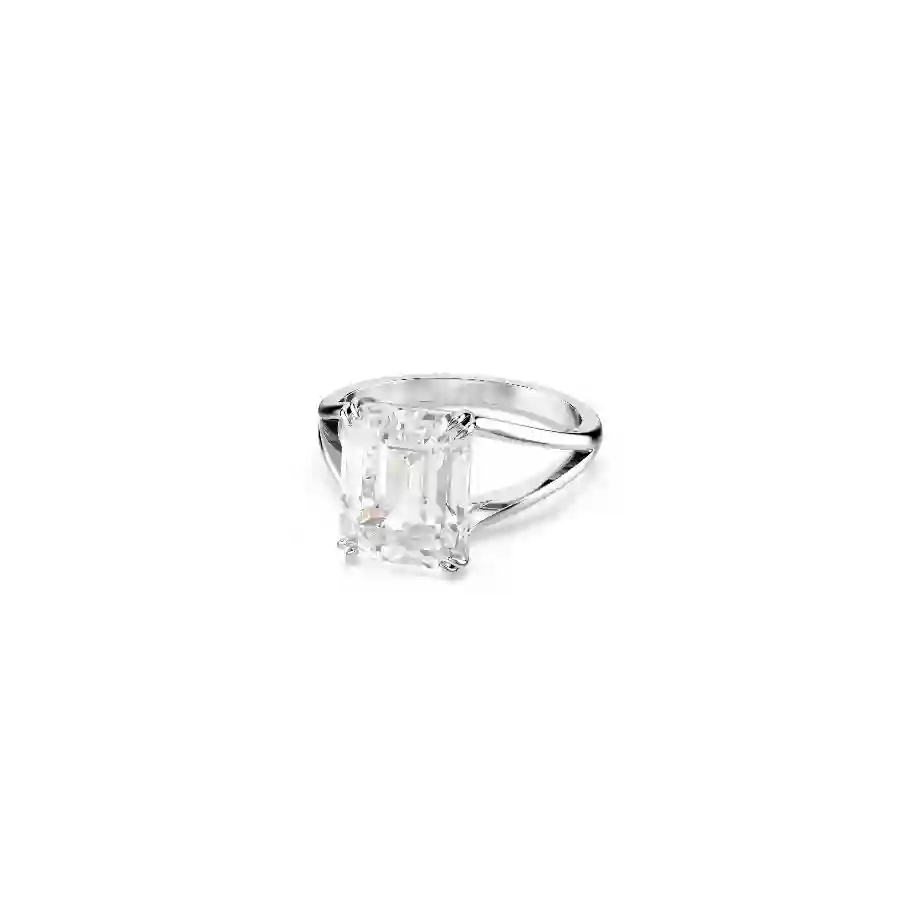 Resim Stilla Kokteyl Yüzüğü, Sekizgen kesim, Beyaz, Rodyum kaplama