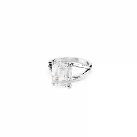 Resim Stilla Kokteyl Yüzüğü, Sekizgen kesim, Beyaz, Rodyum kaplama