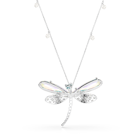 Resim Ariana Grande x Swarovski Kolye ve broş, Karışık kesimler, Yusufçuk, Yeşil, Rodyum kaplama