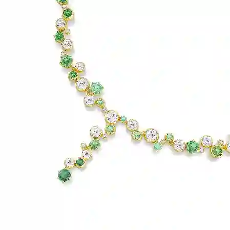 Resim Constella Y-Kolye, Karışık kesimler, Yeşil, Altın rengi kaplama