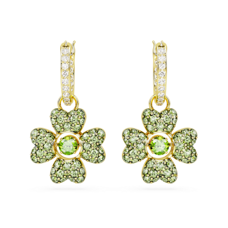 Resim Idyllia damla küpeler, Yonca, Yeşil, Altın rengi kaplama